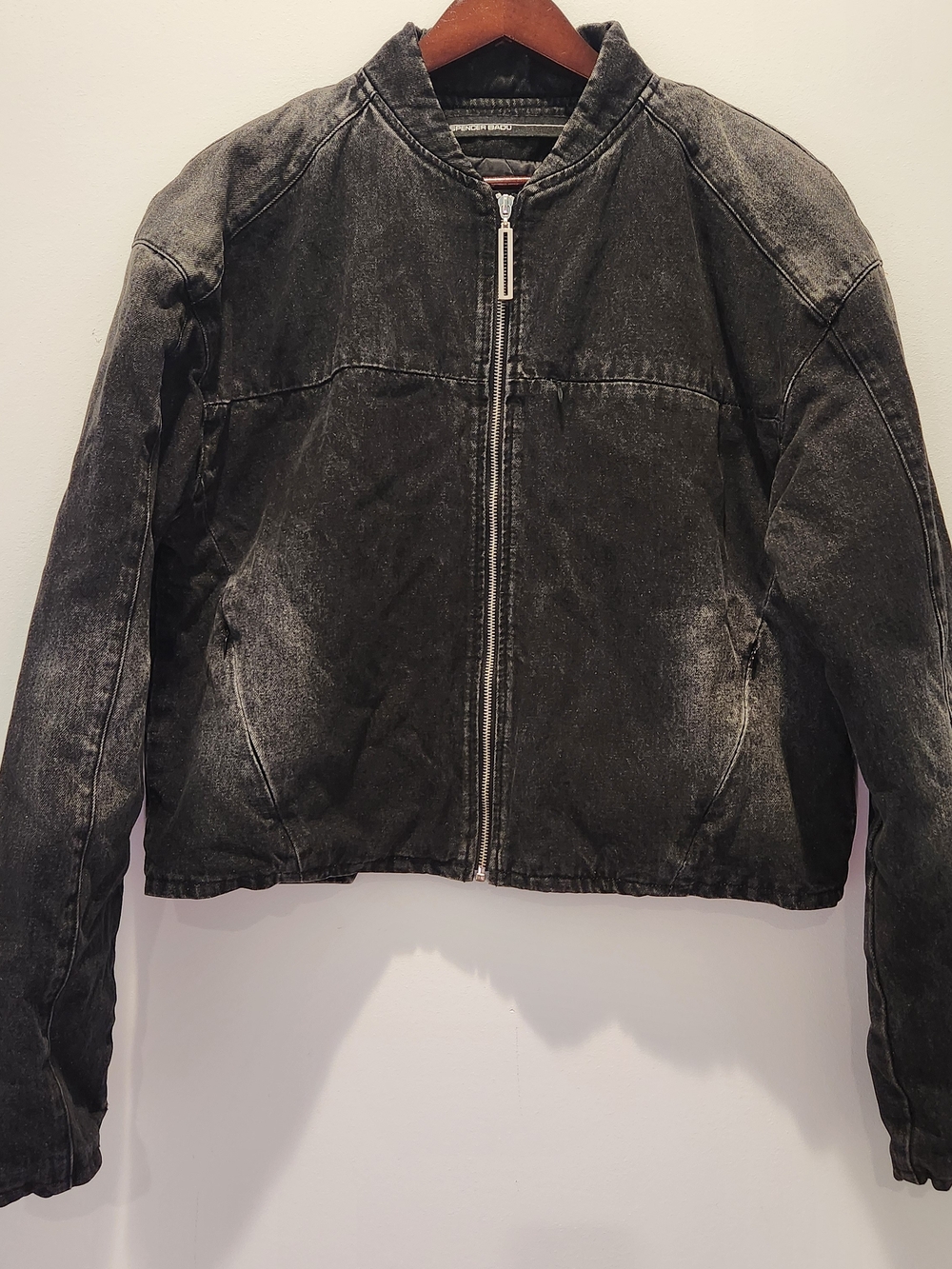 Spencer Badu Bombmoto Motorcycled Inspired Washed Black Bomber Jacket